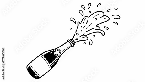 Champagne bottle popping vector illustration for celebration and party events design element graphic resource