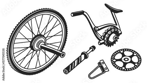 Bike parts diagram vector illustration for bicycle repair and maintenance diy projects and cycling enthusiasts