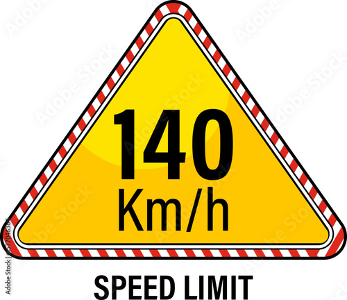 140 Km per hour speed limit, maximum speed traffic signs vector