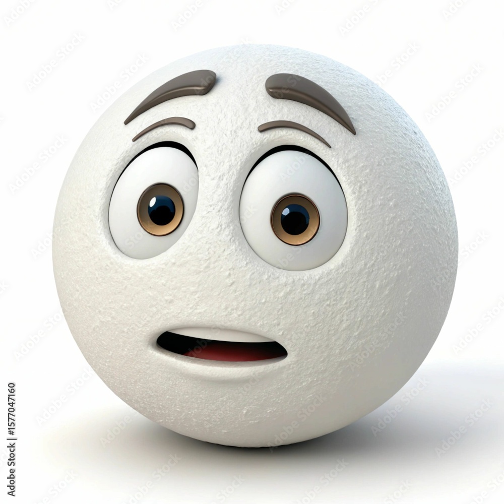 Fototapeta premium White, Hushed or surprised face three-dimensional emoji