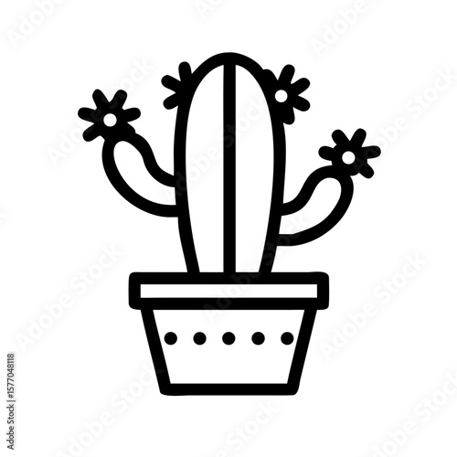 Cactus pot Minimal Clipart Vector