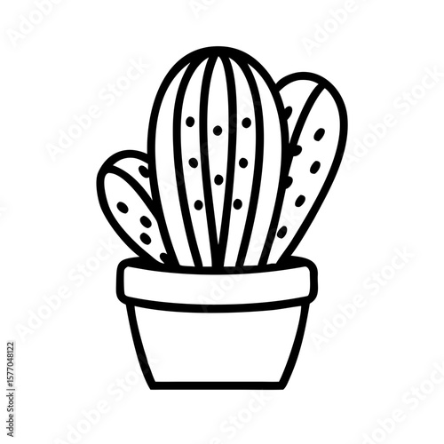 Cactus pot Minimal Clipart Vector