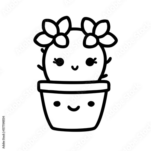 Cactus pot Minimal Clipart Vector