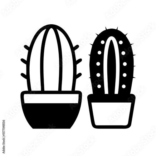 Cactus pot Minimal Clipart Vector
