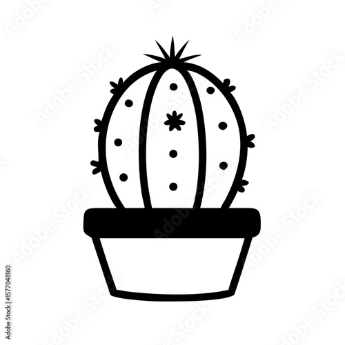 Cactus pot Minimal Clipart Vector