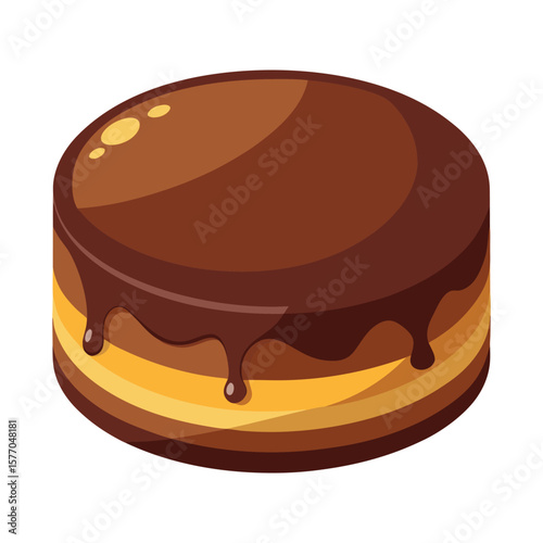 Delicious chocolate cake with cream filling and ganache drizzle