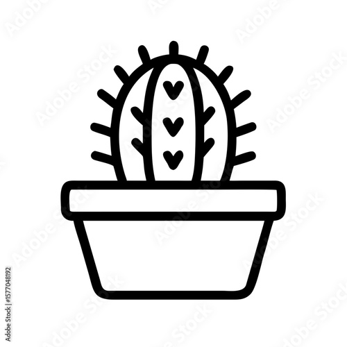 Cactus pot Minimal Clipart Vector