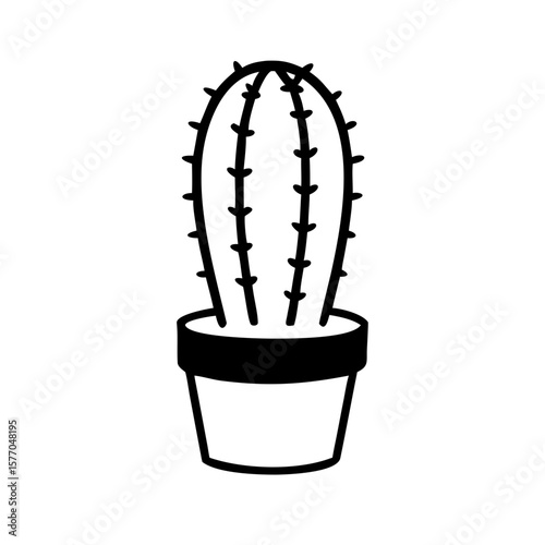 Cactus pot Minimal Clipart Vector