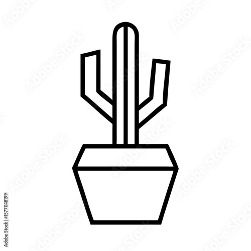 Cactus pot Minimal Clipart Vector