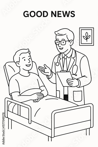 Pediatric Checkup – Doctor and Child Line Drawing