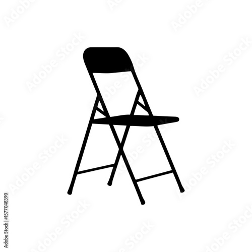 Folding chair silhouette icon vector flat design.