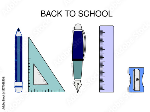 Minimalist School Supplies Vector Icons. Back to School Concept