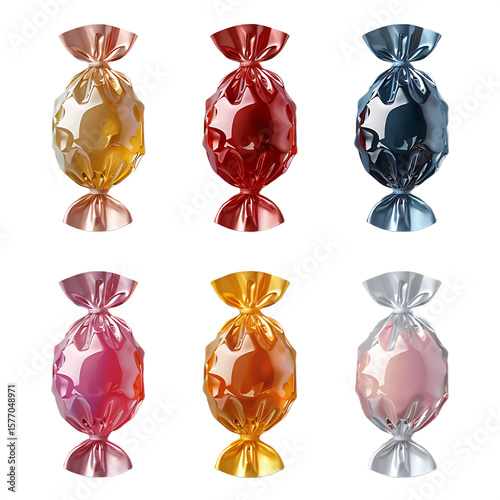 Colorful glossy candy set for design isolated on transparent picture