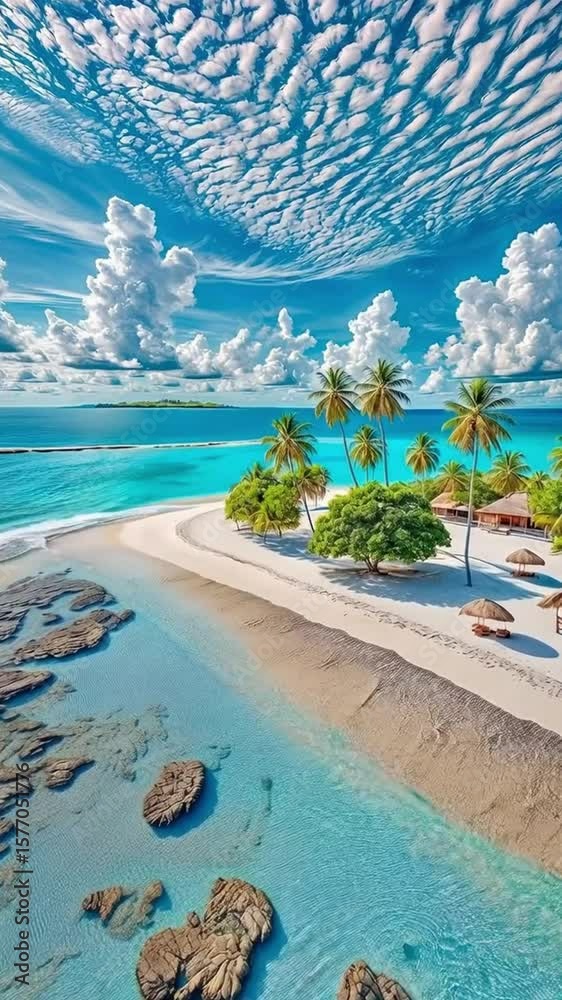 tropical beach with palm trees