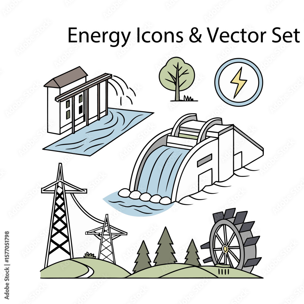 Naklejka premium Energy Icons & Vector Set