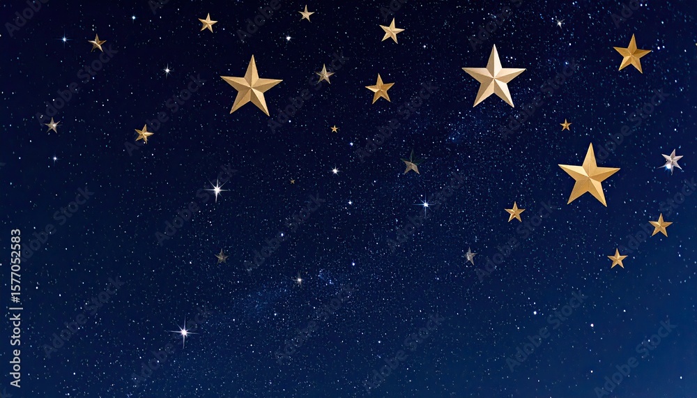 Naklejka premium Night sky filled with golden stars