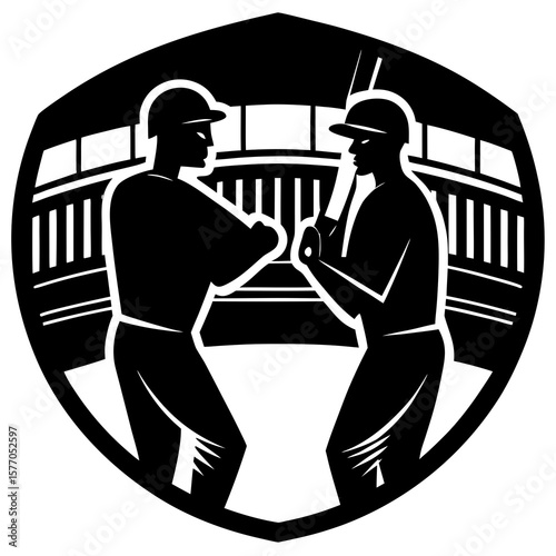 Baseball batter pitcher stadium duel vector