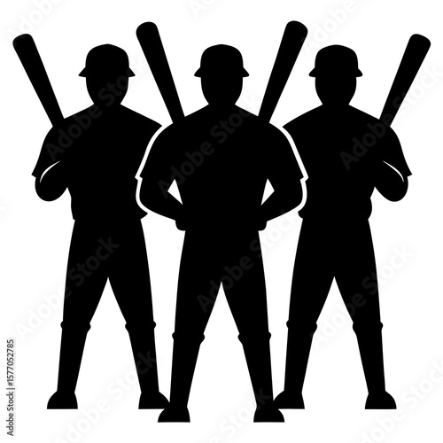Baseball players holding bats team sport