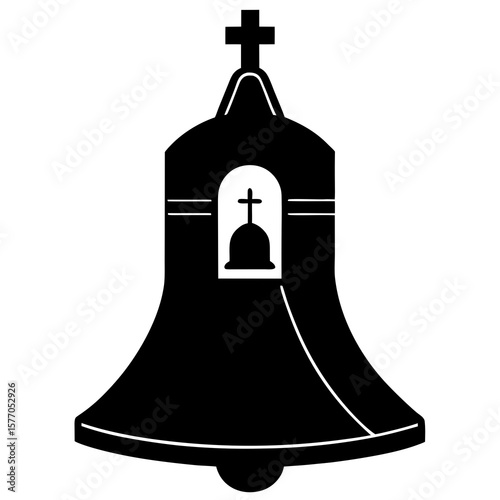 Bell with cross symbol religious christianity