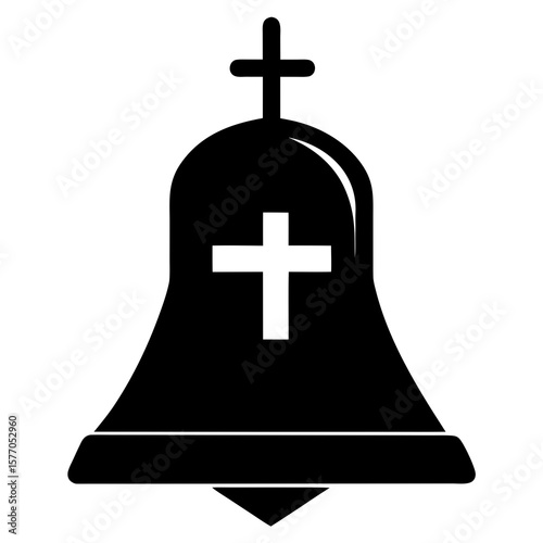Bell with cross symbol religious christianity