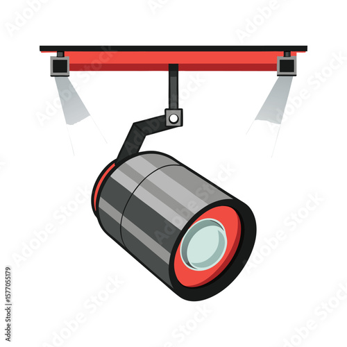 Modern spotlight fixture with adjustable arm illuminating a stage or event