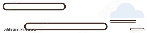 Rounded parallel bars of varying lengths with a subtle cloud element emphasize balance, design, and simplicity. Ideal for technology, communication, connection, creativity, modern interface