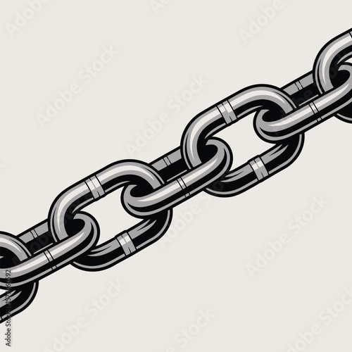 Gray Metal Chain Link Vector Illustration Diagonal Pattern Strong Interlocking Links Industrial Strength Seamless Repeat Design Element