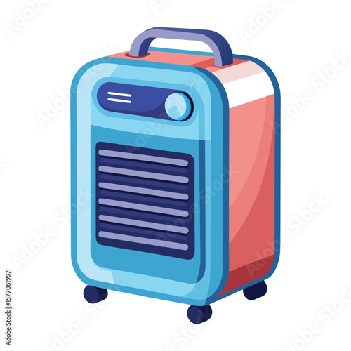 Modern portable air conditioner unit with wheels and handle for cooling