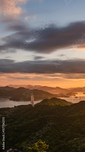 高見山展望台から望む日の入りタイムラプス　広島県尾道市