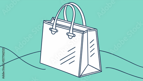 White shopping bag vector illustration for retail and fashion industry with handles and stylish design