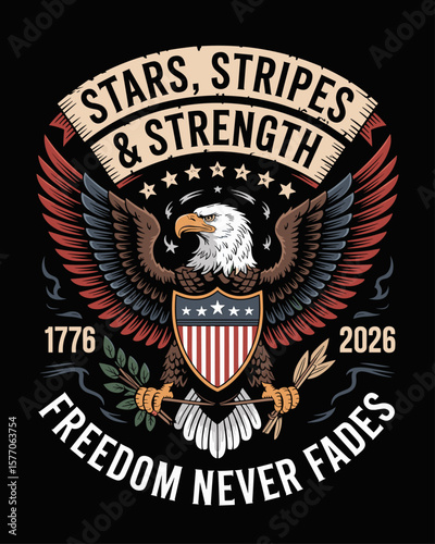american eagle with american flag vector illustration 250 years usa 