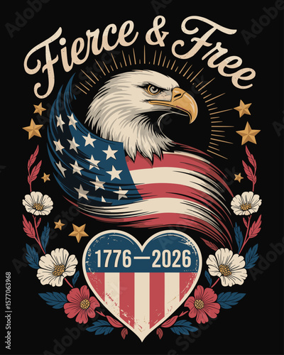 american eagle with american flag vector illustration 250 years usa 