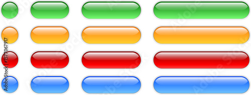 Buttons blue isolated, shiny glass navigation panel for website.