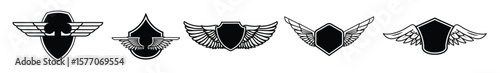 set emblems with wings white background elements logo label emblem sign badge illustration