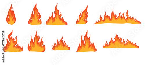 Set of Fire Illustration Vector Cartoon Style