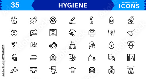 Hygiene Icon Set – Clean, Modern, and Professional Vectors Focused on Personal Care, Health, Sanitation, and Wellness