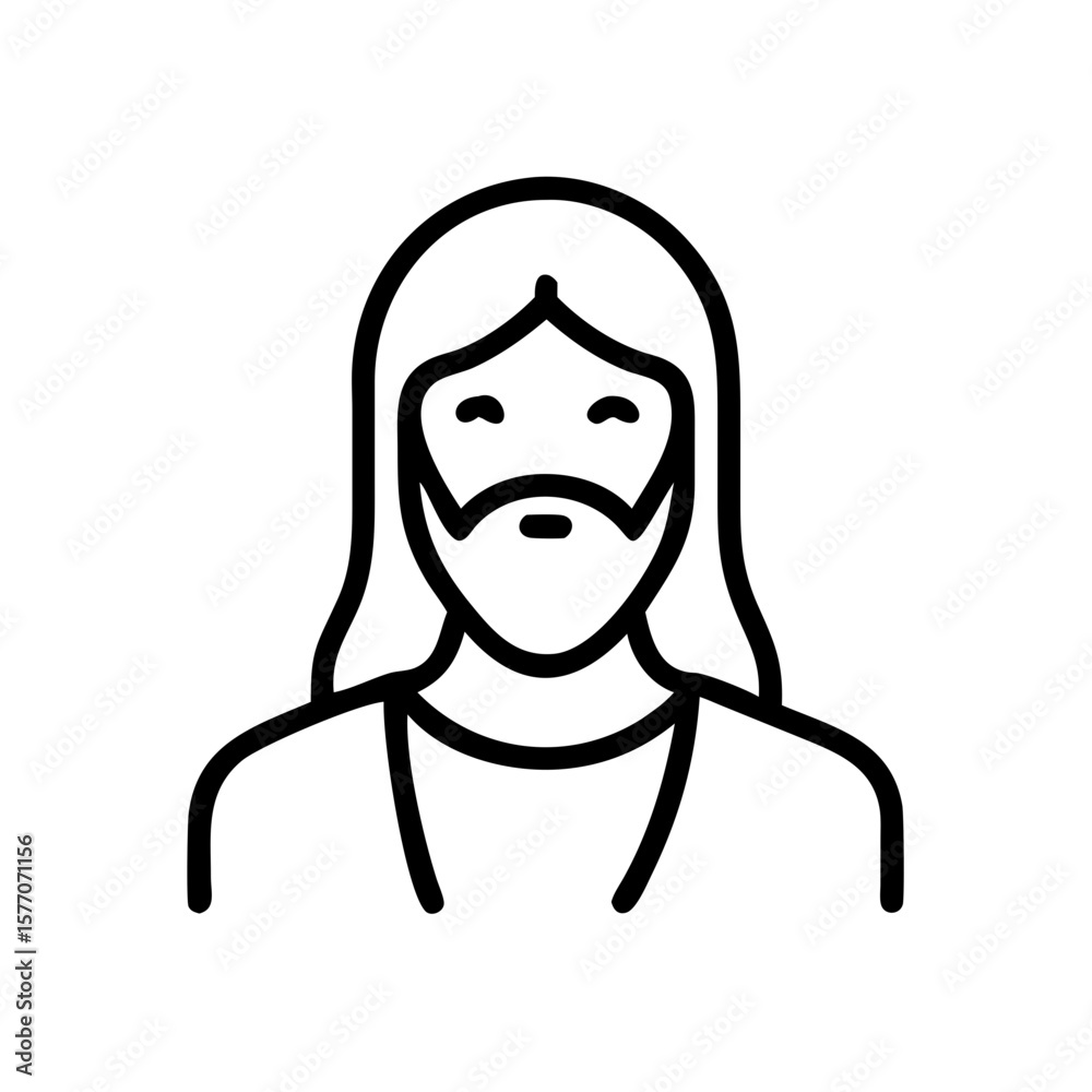 Obraz premium Jesus Christ Icon Set – Line Art Religious Vector