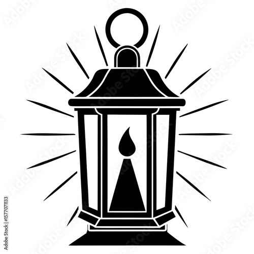 


       A candle lantern with light rays vector illustration.
