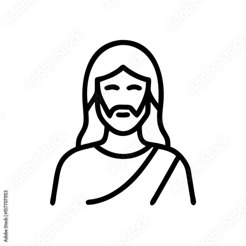 Jesus Christ Icon Set – Line Art Religious Vector 