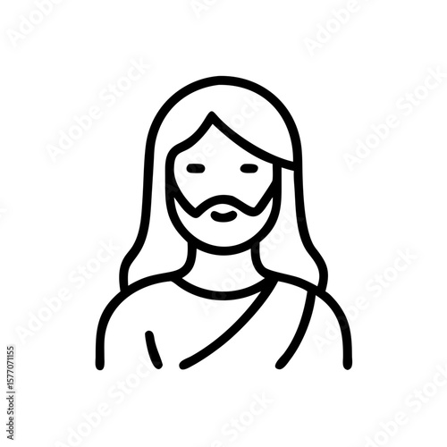 Jesus Christ Icon Set – Line Art Religious Vector 