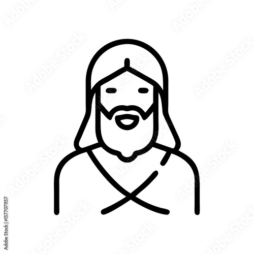 Jesus Christ Icon Set – Black Line Art Religious Vector