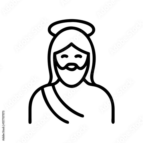 Jesus Christ Icon Set – Line Art Religious Vector with Halo 