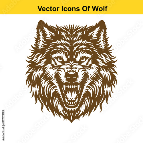 Wolf Head Vector Illustration – Fierce Animal Logo or Emblem Design