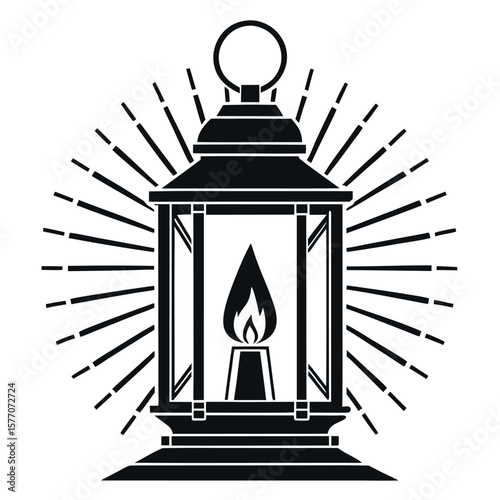 


       A candle lantern with light rays vector illustration.
