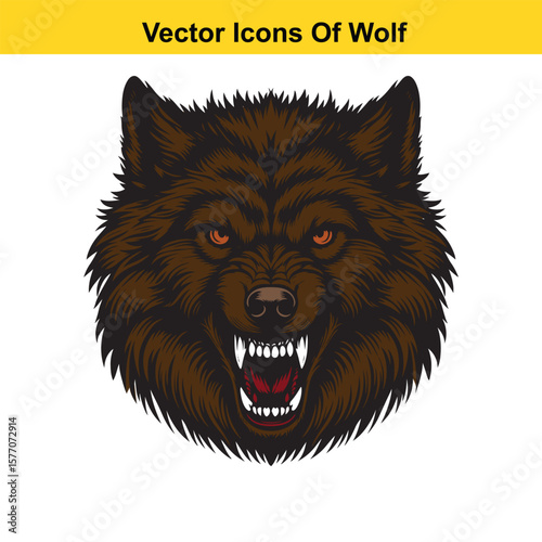Wolf Head Vector Illustration – Fierce Animal Logo or Emblem Design