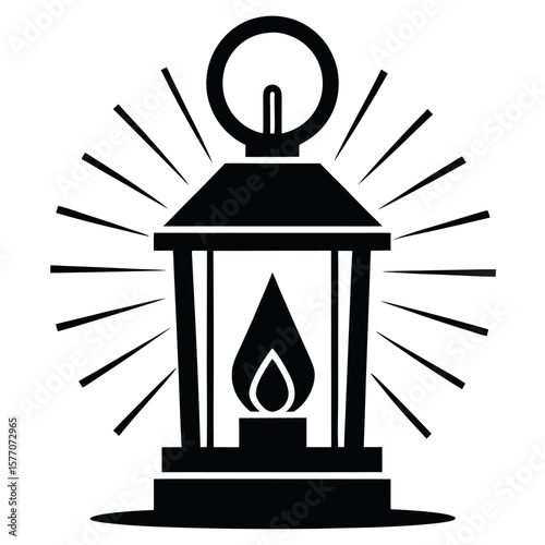 


       A candle lantern with light rays vector illustration.
