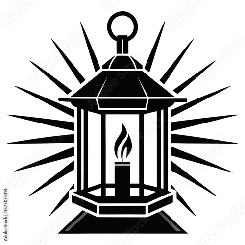 


       A candle lantern with light rays vector illustration.
