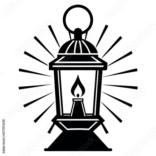 


       A candle lantern with light rays vector illustration.
