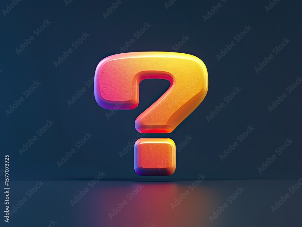 Colorful 3D Question Mark Icon with Rounded Edges on a Dark Background Colorful 3D Question Mark Icon with Rounded Edges on a Dark Background