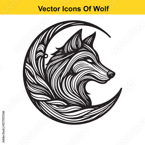 Wolf Head Vector Illustration – Fierce Animal Logo or Emblem Design